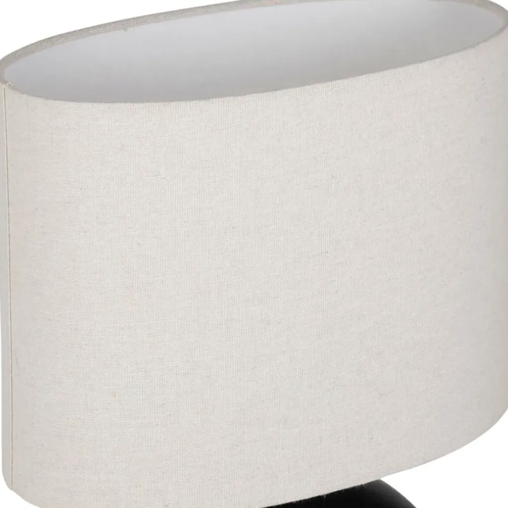 Fabrique de Styles Lampe en céramique ecru et coton noir h45cm - Organic* Lampes À Poser