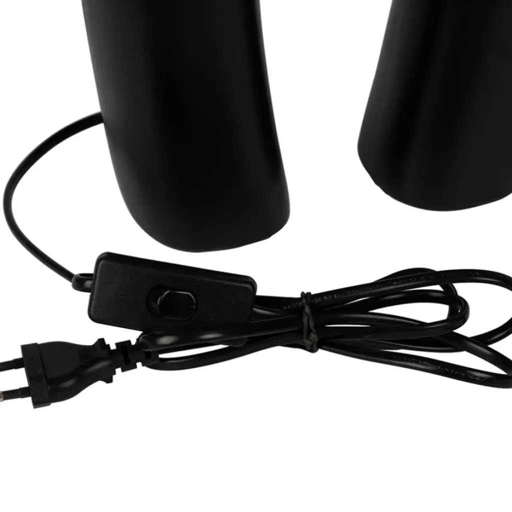 Fabrique de Styles Lampe en céramique ecru et coton noir h45cm - Organic* Lampes À Poser