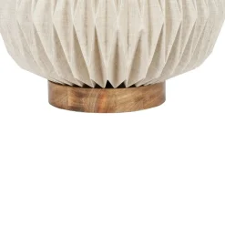 Fabrique de Styles Lampe en papier et lin blanc et support en manguier d43xh31cm - Fontelo* Lampes À Poser