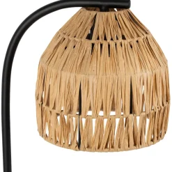 Fabrique de Styles Lampe en raphia et fer naturel et noir h50cm - Tulum* Lampes À Poser