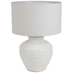 Fabrique de Styles Lampe en terre cuite et lin blanc h47.5cm - Tahra* Lampes À Poser