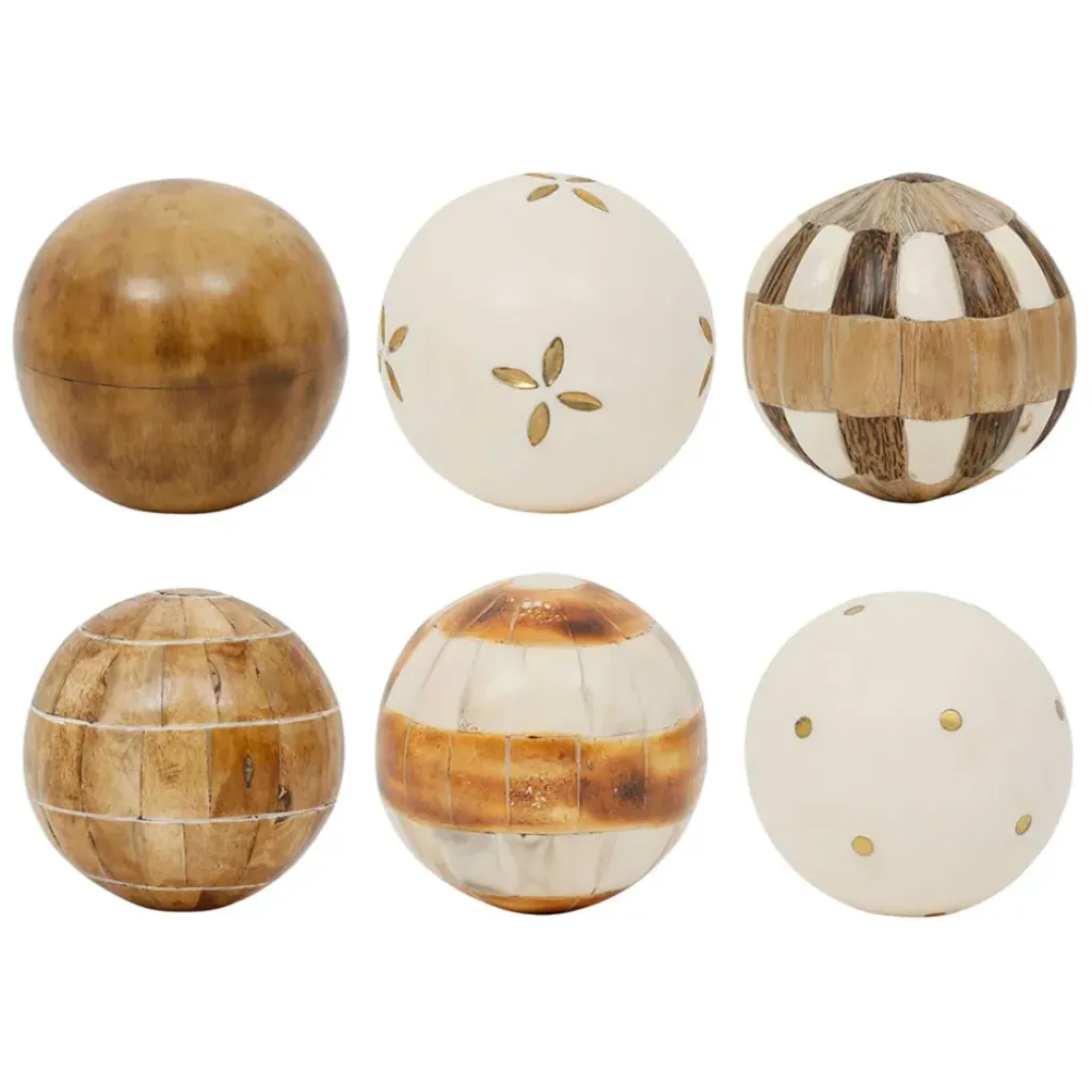 Fabrique de Styles Lot de 6 boules décoratives en résine et ivoire d10cm - Karumba* Petits Objets Déco