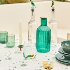 Fabrique de Styles Lot de 3 bouteilles en verre borosilicate bleu émeraude et transparent 1.4L - Mycenes* Carafes Et Pichets