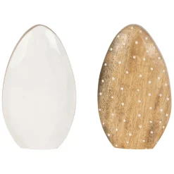 Fabrique de Styles Lot de 2 Oeufs en manguier naturel et blanc - Floréal* Petits Objets Déco