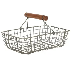 Fabrique de Styles Lot de 3 paniers en fer avec anse en bois* Paniers Et Corbeilles