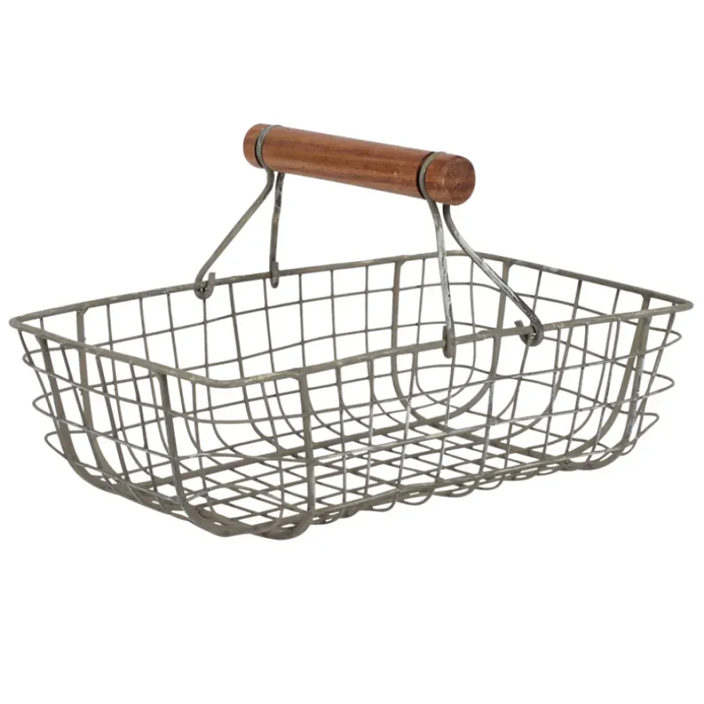 Fabrique de Styles Lot de 3 paniers en fer avec anse en bois* Paniers Et Corbeilles