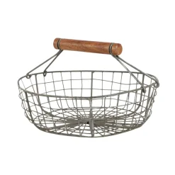 Fabrique de Styles Lot de 3 paniers en fer avec anse en bois* Paniers Et Corbeilles