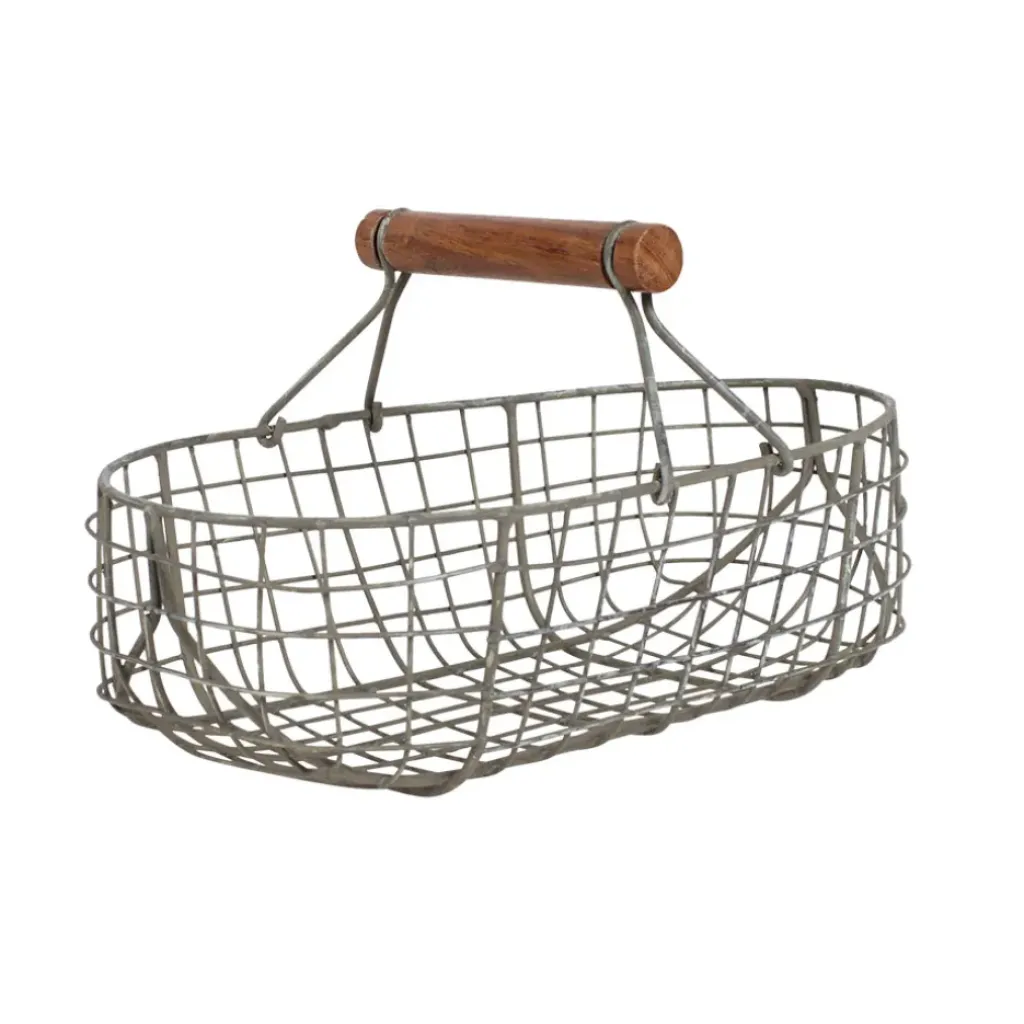 Fabrique de Styles Lot de 3 paniers en fer avec anse en bois* Paniers Et Corbeilles