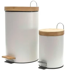 Fabrique de Styles Lot de 2 poubelles à pédale en métal et bambou 3L et 12L* Poubelles
