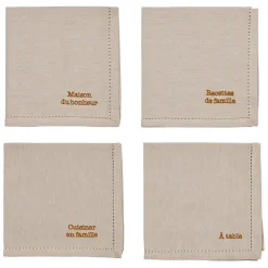 Fabrique de Styles Lot de 4 serviettes de table en coton 45x45cm - Famille* Serviettes De Table