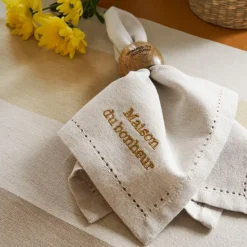 Fabrique de Styles Lot de 4 serviettes de table en coton 45x45cm - Famille* Serviettes De Table