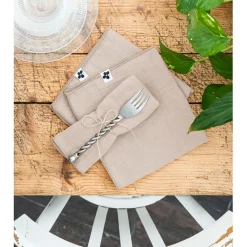 Fabrique de Styles Lot de 3 serviettes en gaze de coton unie pampa 40x40cm - Gaia* Serviettes De Table