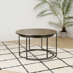 Fabrique de Styles Lot de 2 table gigogne en aluminium et fer - Felia* Table Basses