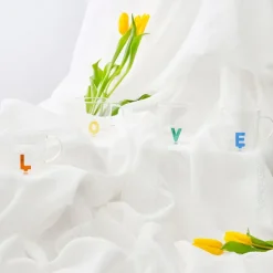 Fabrique de Styles Lot de 4 tasses a thé love en verre 35cl - Colorea* Tasses Et Mugs