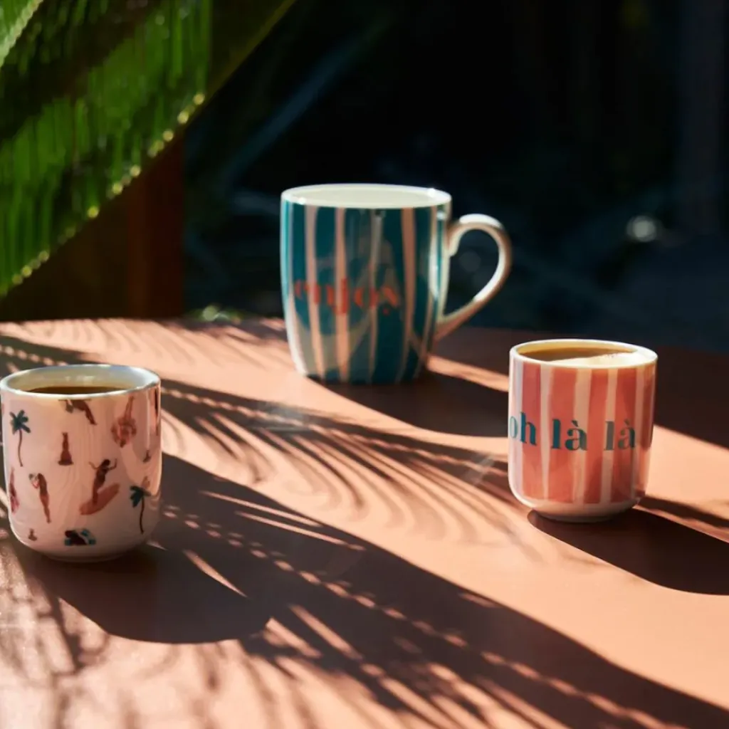 Fabrique de Styles Lot de 2 tasses bleu et corail 35cl - Palma* Tasses Et Mugs