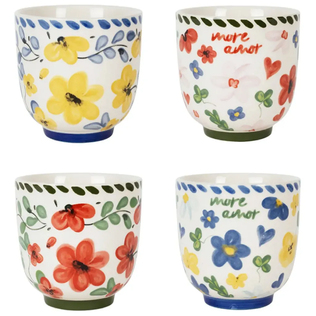 Fabrique de Styles Lot de 4 tasses en grès fleur 17cl - Bellagio* Tasses Et Mugs