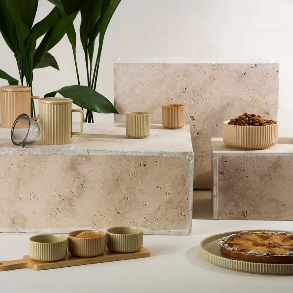 Fabrique de Styles Lot de 2 tasses en grès nude 17cl - Sweet Leaves* Tasses Et Mugs