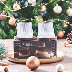 Fabrique de Styles Lot de 2 verres a whisky support acacia d6xh7cm* Verres À Alcool