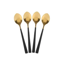 Fabrique de Styles Menagère 16 pieces doré et noir en acier inoxydable* Ménagères