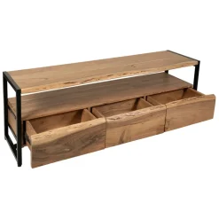 Fabrique de Styles Meuble Tv 3 portes en acacia et pieds en fer noir - Brooklyn* Meubles Tv