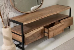 Fabrique de Styles Meuble Tv 3 portes en acacia et pieds en fer noir - Brooklyn* Meubles Tv