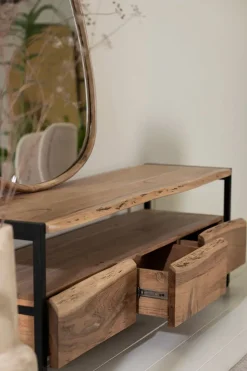 Fabrique de Styles Meuble Tv 3 portes en acacia et pieds en fer noir - Brooklyn* Meubles Tv