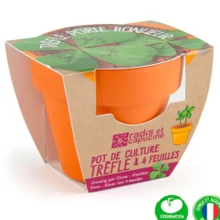 Fabrique de Styles Mini kit d6cm terre cuite trèfle 4 feuilles* Prêt À Pousser