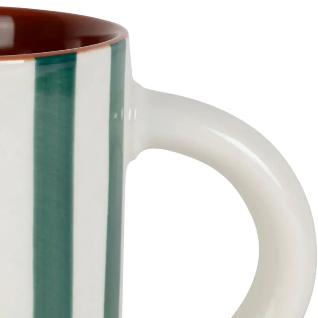 Fabrique de Styles Mug en grès rayé émeraude et blanc 40cl - Alaria* Tasses Et Mugs