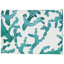 Fabrique de Styles Nappe coton blanc et émeraude 260x160 - estran* Nappes