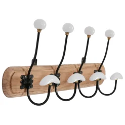 Fabrique de Styles Patère 4 crochets en acacia et fer naturel et blanc - Campagne* Patères