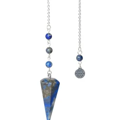 Fabrique de Styles Pendule hexagonal en lapis-lazuli et charm fleur de vie* Méditation Et Yoga