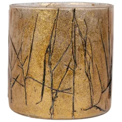 Fabrique de Styles Photophore en verre et végétaux doré et noir d10cm - Brindille* Photophores, Bougeoirs Et Lanternes