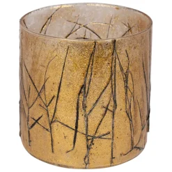 Fabrique de Styles Photophore en verre et végétaux doré et noir d10cm - Brindille* Photophores, Bougeoirs Et Lanternes