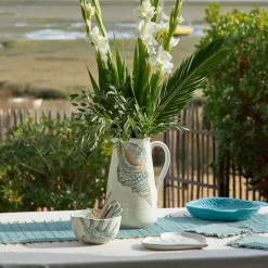 Fabrique de Styles Pichet en faïence bleu et beige 5l - Bord De Mer* Carafes Et Pichets