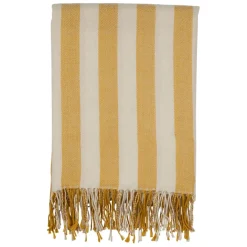 Fabrique de Styles Plaid en tissu rayé jaune et écru 170x130cm - Medi* Plaids