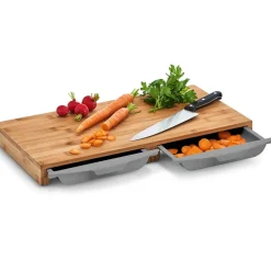 Fabrique de Styles Planche à découper en bambou avec 2 bacs gris* Planches À Découper