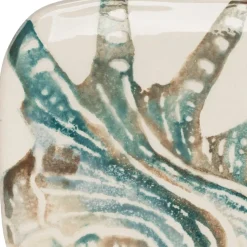 Fabrique de Styles Plat à cake en faïence bleu et beige - Bord De Mer* Plats Et Saladiers