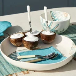 Fabrique de Styles Plat creux en faïence bleu et beige - Bord De Mer* Plats Et Saladiers