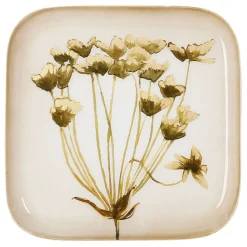 Fabrique de Styles Plateau carré kaki et doré 16x16cm en fer - fleur classic* Plateaux