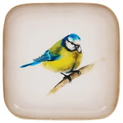 Fabrique de Styles Plateau en fer bleu et jaune 16x16cm - Mésange* Plateaux