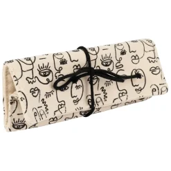 Fabrique de Styles Pochette à bijoux de voyage visage ecru et noir - terre brulée* Pochettes Et Housses