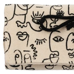 Fabrique de Styles Pochette à bijoux de voyage visage ecru et noir - terre brulée* Pochettes Et Housses