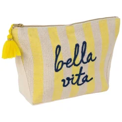 Fabrique de Styles Pochette bordee Bella en coton jaune et bleu - Medi* Pochettes Et Housses