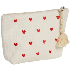 Fabrique de Styles Pochette Coeur en coton écru et rouge - Famille* Pochettes Et Housses