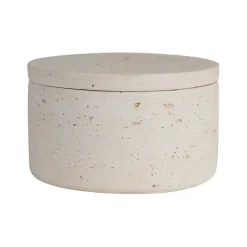 Fabrique de Styles Pot avec couvercle en ciment écru moucheté h6.5cm - Organic* Pots Et Bocaux