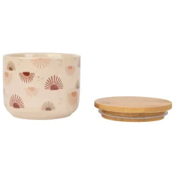 Fabrique de Styles Pots x2 et vert en porcelaine avec couvercle en bambou - sweet leaves* Pots Et Bocaux