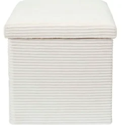 Fabrique de Styles Pouf coffre pliable en tissu côtelé beige - Scarlett* Poufs Et Tabourets