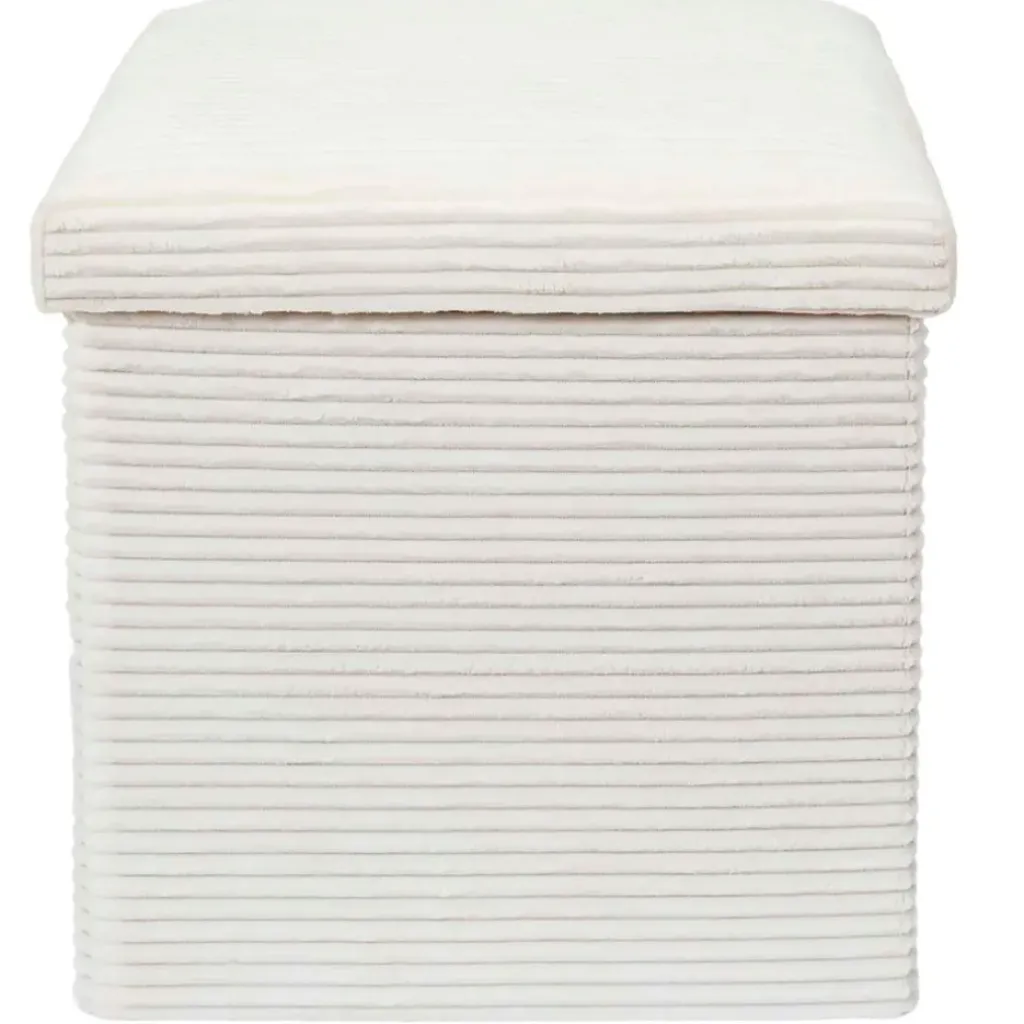 Fabrique de Styles Pouf coffre pliable en tissu côtelé beige - Scarlett* Poufs Et Tabourets