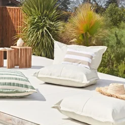 Fabrique de Styles Pouf d'extérieur en tissu écru 95x95cm - Sola*Enfant Chaises, Fauteuils|Jardin