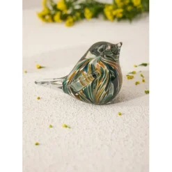 Fabrique de Styles Presse papier moineau en verre émeraude et doré - Serin* Petits Objets Déco